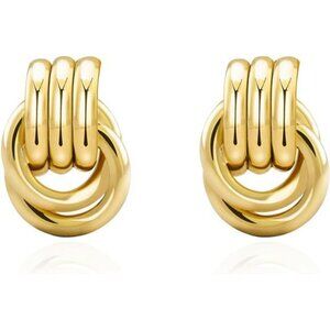 Gold Silver Knot Earrings Chunky Lightweight Dangle Drop Hypoallergenic Gift